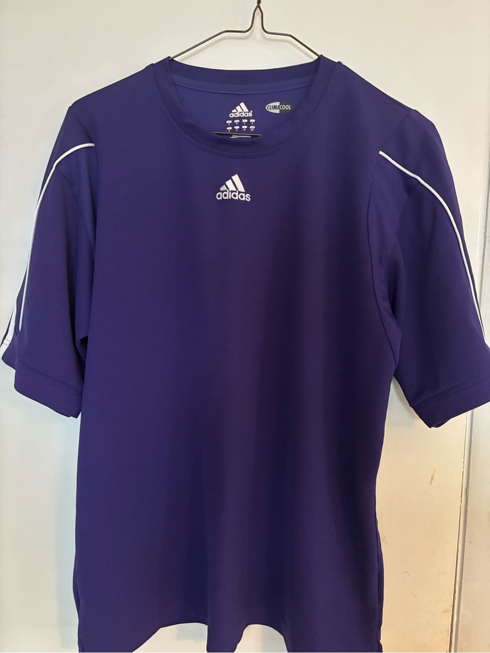 adidas Purple Athletic Short Sleeve Tee with White Accents Size S